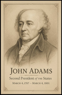 John Adams Presidential Portrait Vintage Patriotic Historical Poster