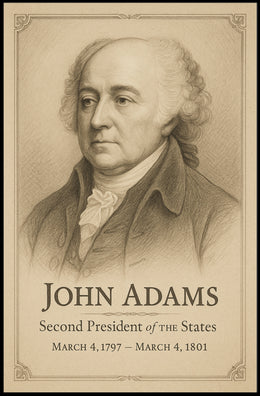 John Adams Presidential Portrait Vintage Patriotic Historical Poster