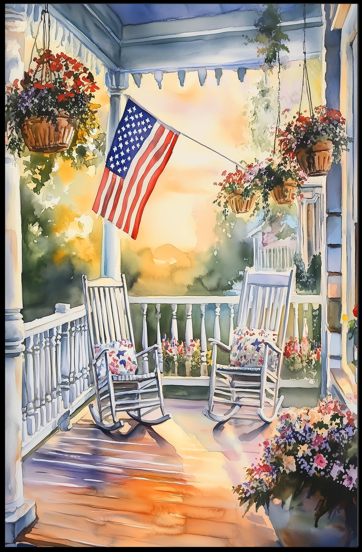 old fashioned front porch Poster