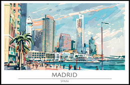 Vibrant Madrid Skyline Poster PosterGoat