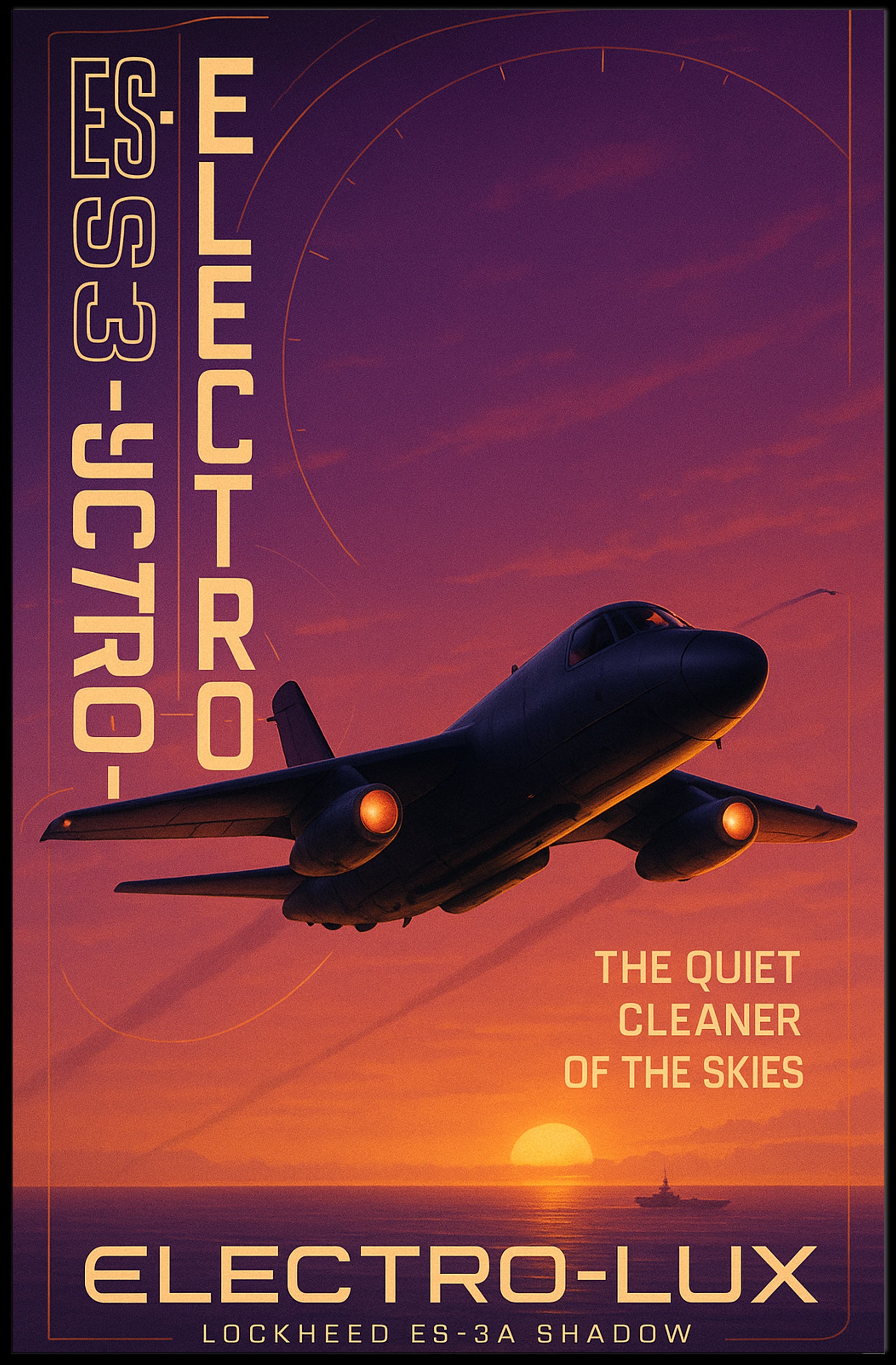 Stealth Jet Silhouette at Sunset Poster