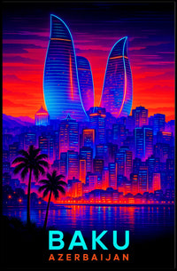 Baku Skyline Azerbaijan Poster PosterGoat