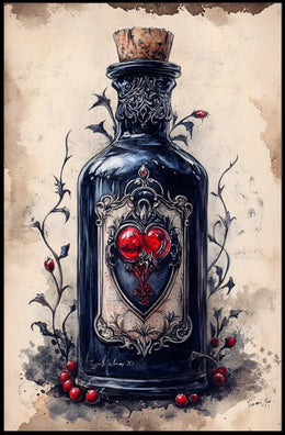 Vintage Glass Bottle Illustration Print - Abstract, Artistic, or Pop Culture Poster