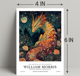 Artistic Dragon and Roses: 19th Century Heritage Poster