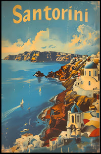 Santorini Escape: Aegean Serenity with Sailboats Poster