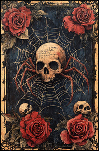 Skull with Spider Legs Gothic Abstract, Artistic Poster
