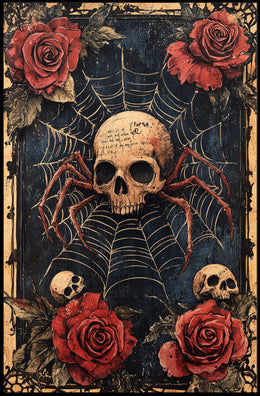 Skull with Spider Legs Gothic Abstract, Artistic Poster