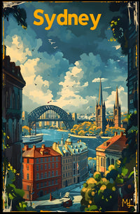 Sydney Harbour Bridge Vibrant Art - Urban or Cityscape Poster