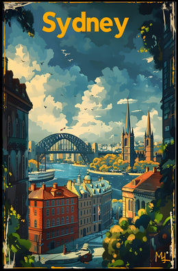Sydney Harbour Bridge Vibrant Art - Urban or Cityscape Poster