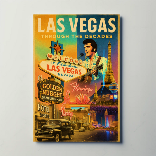 Las Vegas Nevada Vintage Glamour Neon Lights Travel Poster
