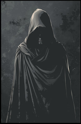 Mysterious Hooded Figure Dark Fantasy Poster PosterGoat
