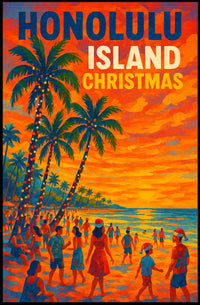 Honolulu Island Christmas Poster