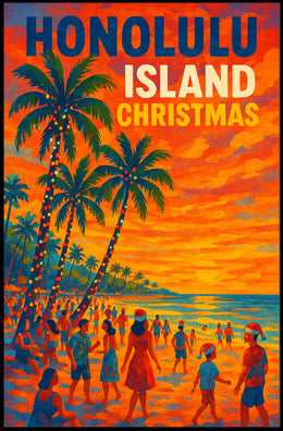 Honolulu Island Christmas Poster
