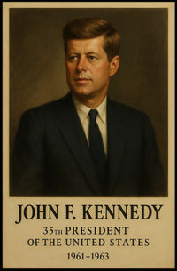 John F. Kennedy Portrait from 1960s Historical Presidential Poster