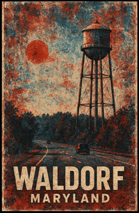 Water Tower Americana Retro Nostalgic Poster