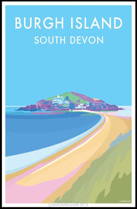 Burgh Island Vibrant Coastal Scene Travel Poster PosterGoat