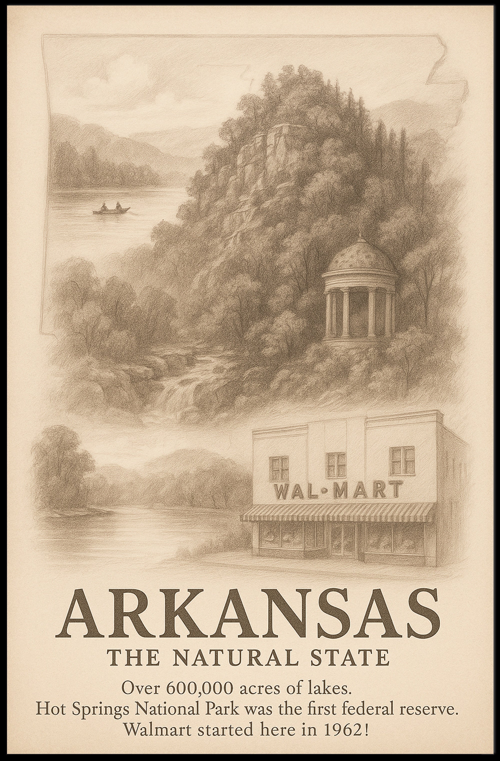 Arkansas Vintage Nostalgia Art Print - Cultural or Heritage Poster