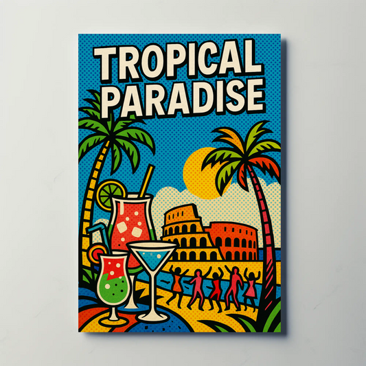Tropical Paradise Pop Art Cocktail Beach Poster Poster