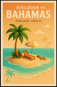 Bahamas Tropical Paradise Vintage Travel Poster