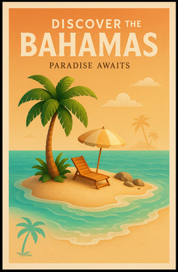 Bahamas Tropical Paradise Vintage Travel Poster