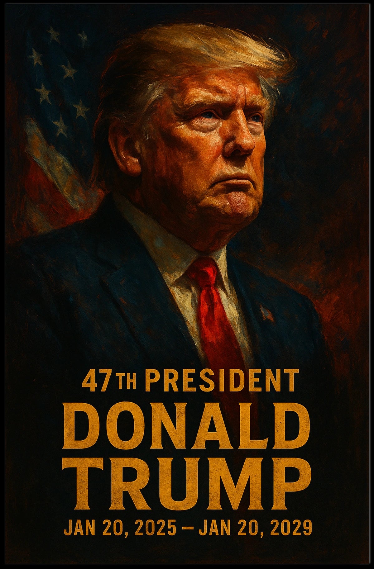 Trump Visionary Leader Patriotic Oil Painting Poster
