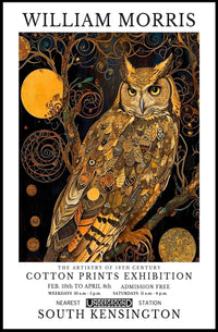 Elegant Owl Motif William Morris Artistic Poster