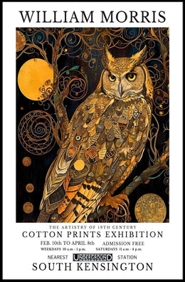 Elegant Owl Motif William Morris Artistic Poster