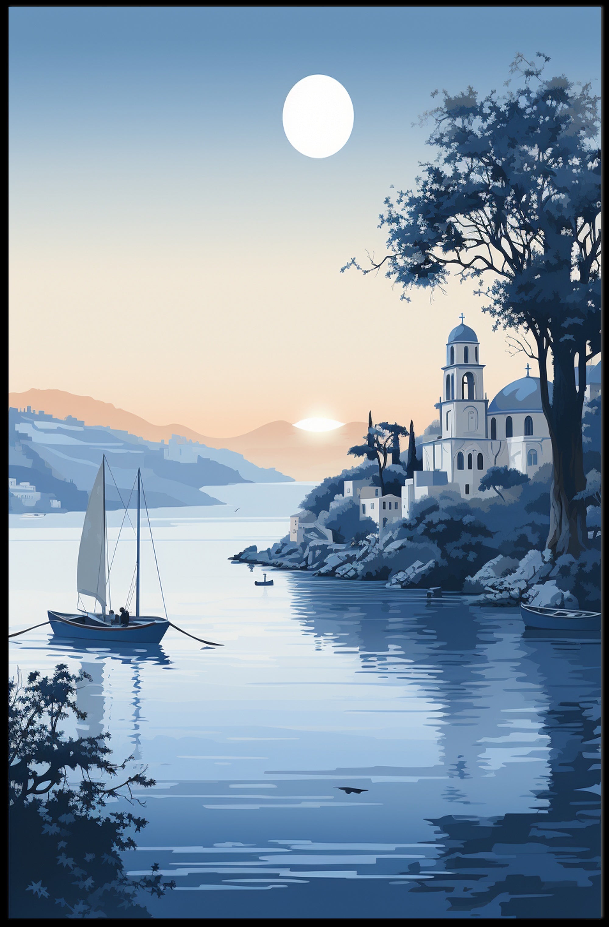 Tranquil Coastal Evening Poster PosterGoat