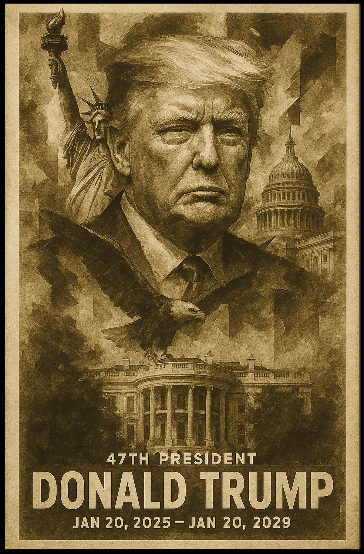 Donald Trump Forty Seventh President Pop Art Typography Patriotic Collectors Vision Poster