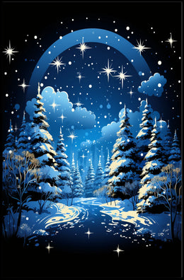 Winter Night Pathway: Enchanting Fantasy Art Poster