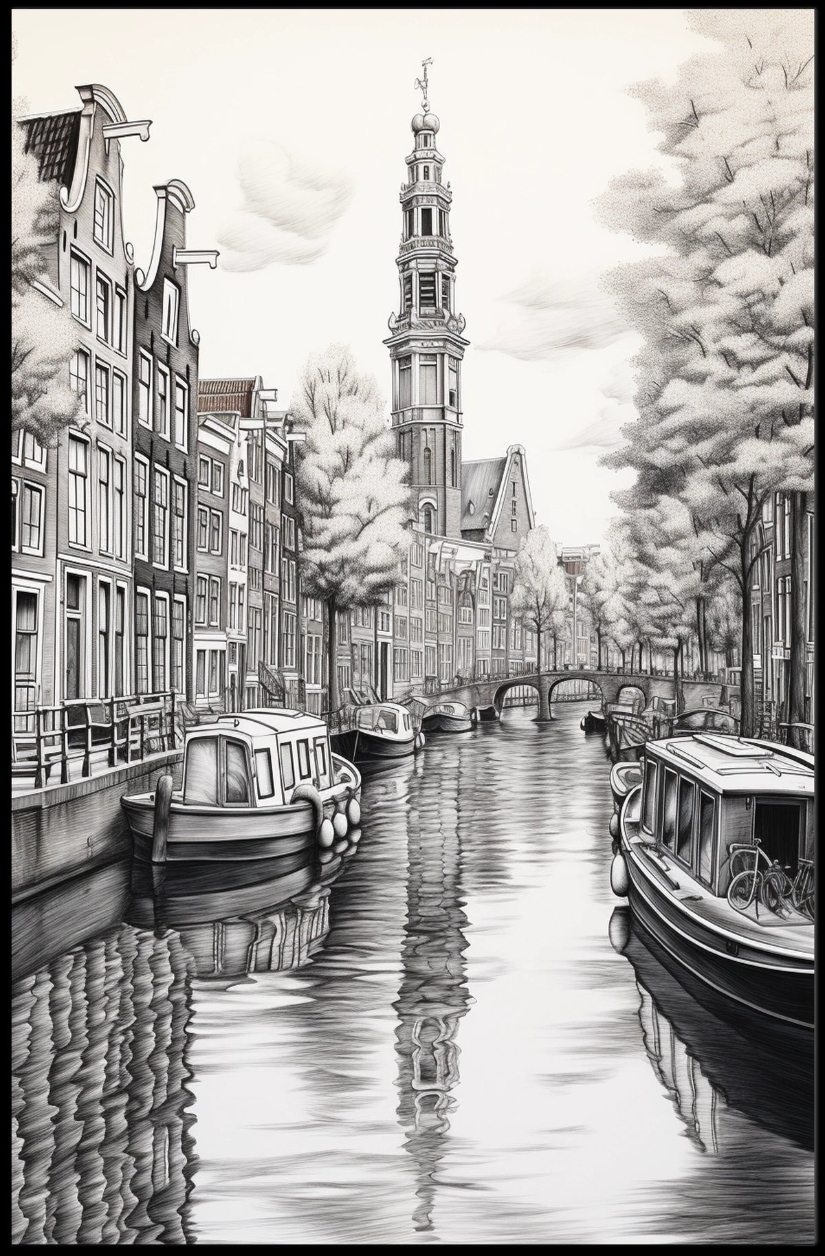 Amsterdam Canal Scene Classic Travel Poster