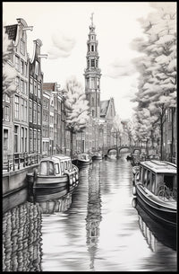 Amsterdam Canal Scene Classic Travel Poster
