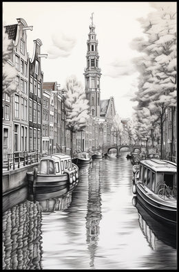 Amsterdam Canal Scene Classic Travel Poster