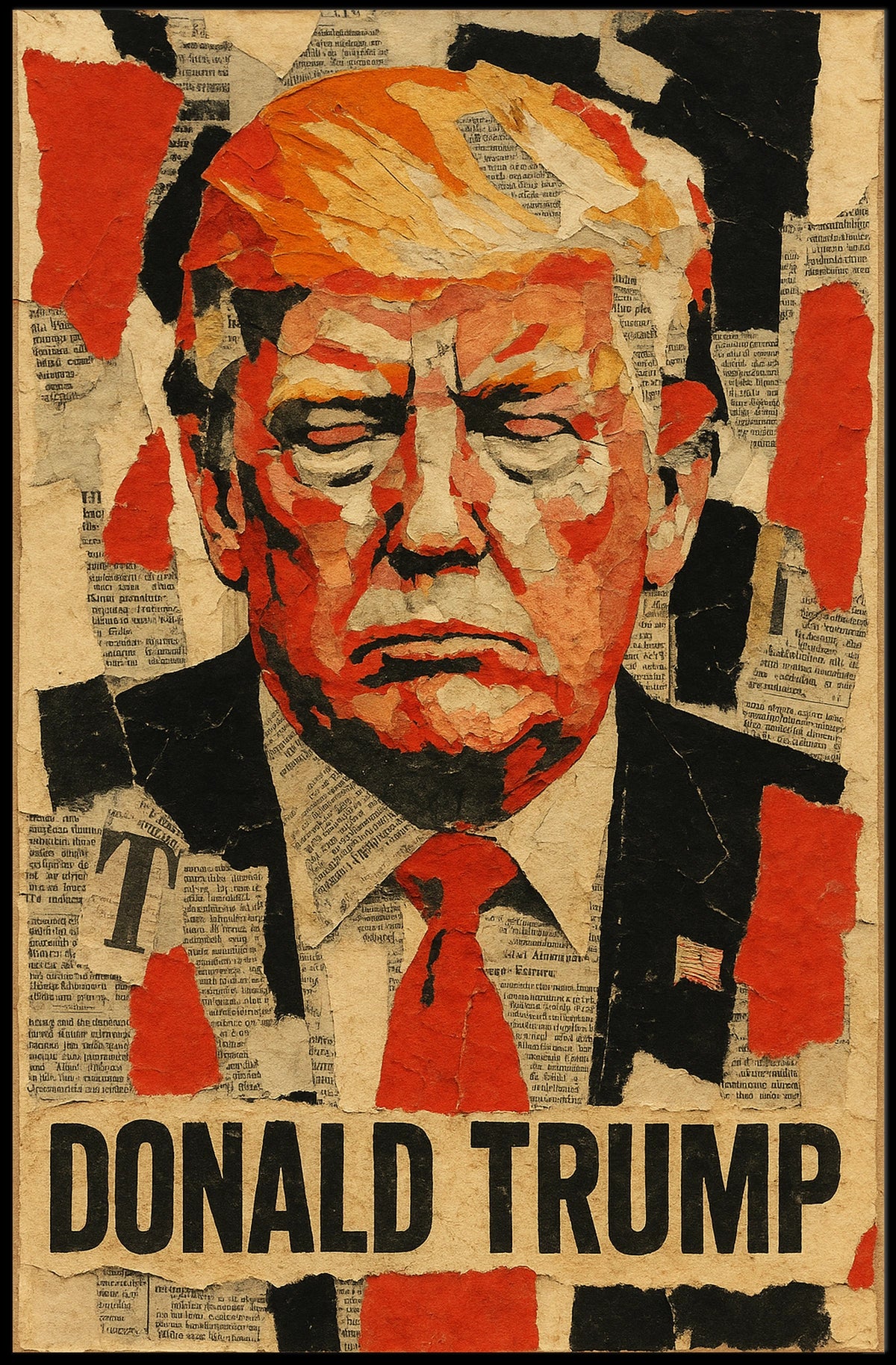 Donald Trump 47th President of the United States Layered paper Collage Poster