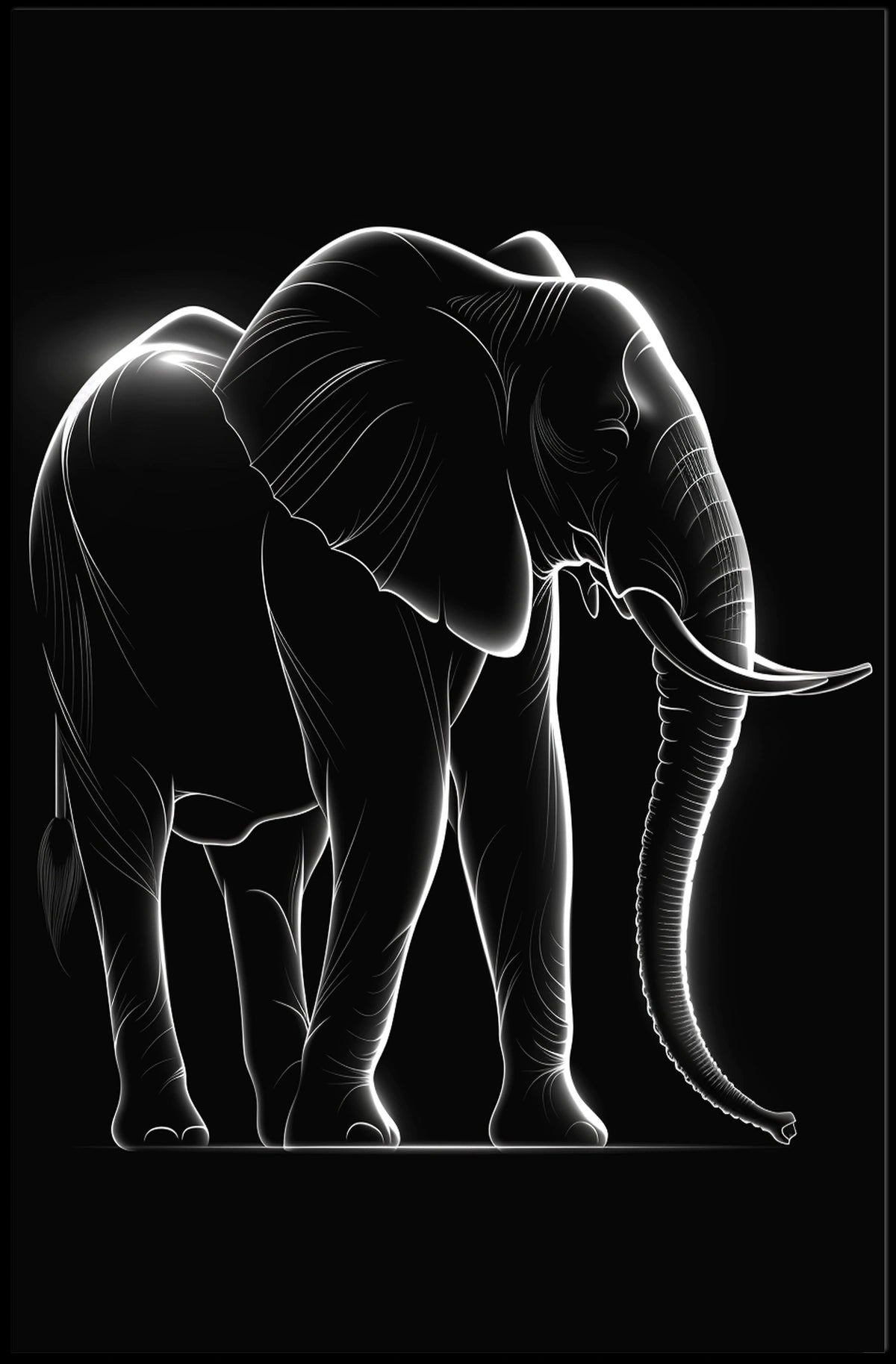 Illuminated Elephant Silhouette Poster