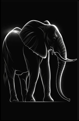 Illuminated Elephant Silhouette Poster