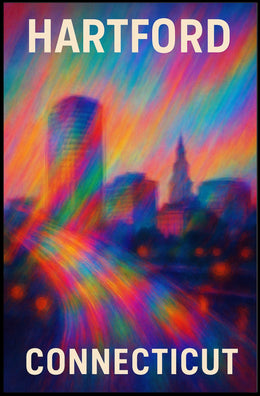 Hartford Skyline Urban Digital Painting Poster