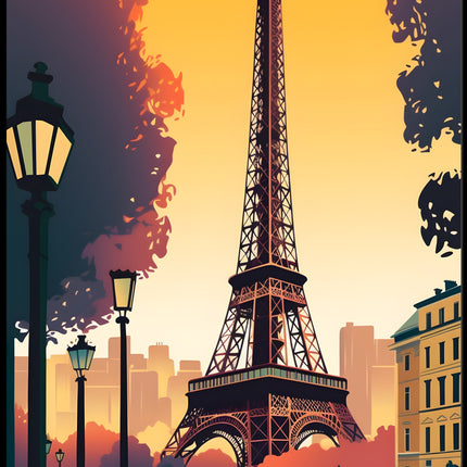Eiffel Tower Sunset Elegance Travel Poster