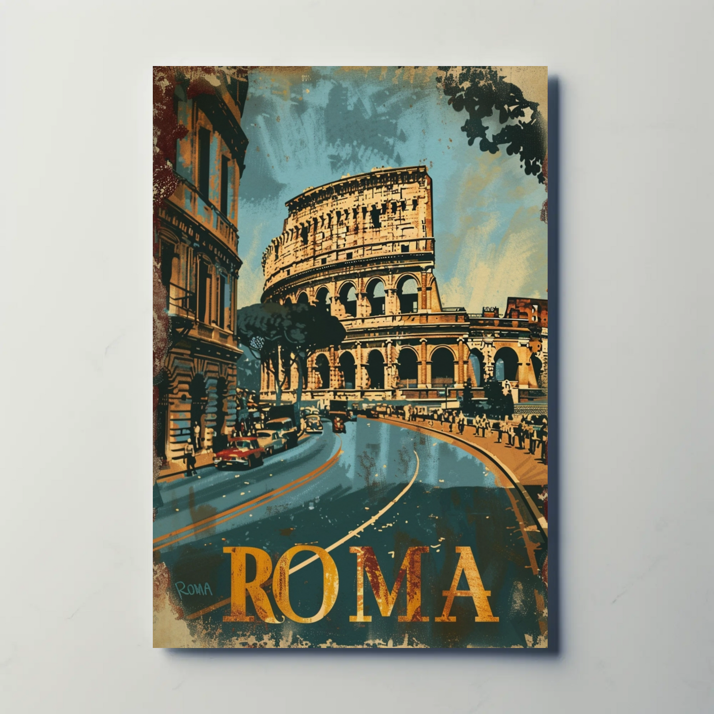 Rome Colosseum Vintage Italy Travel Poster