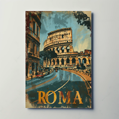 Rome Colosseum Vintage Italy Travel Poster