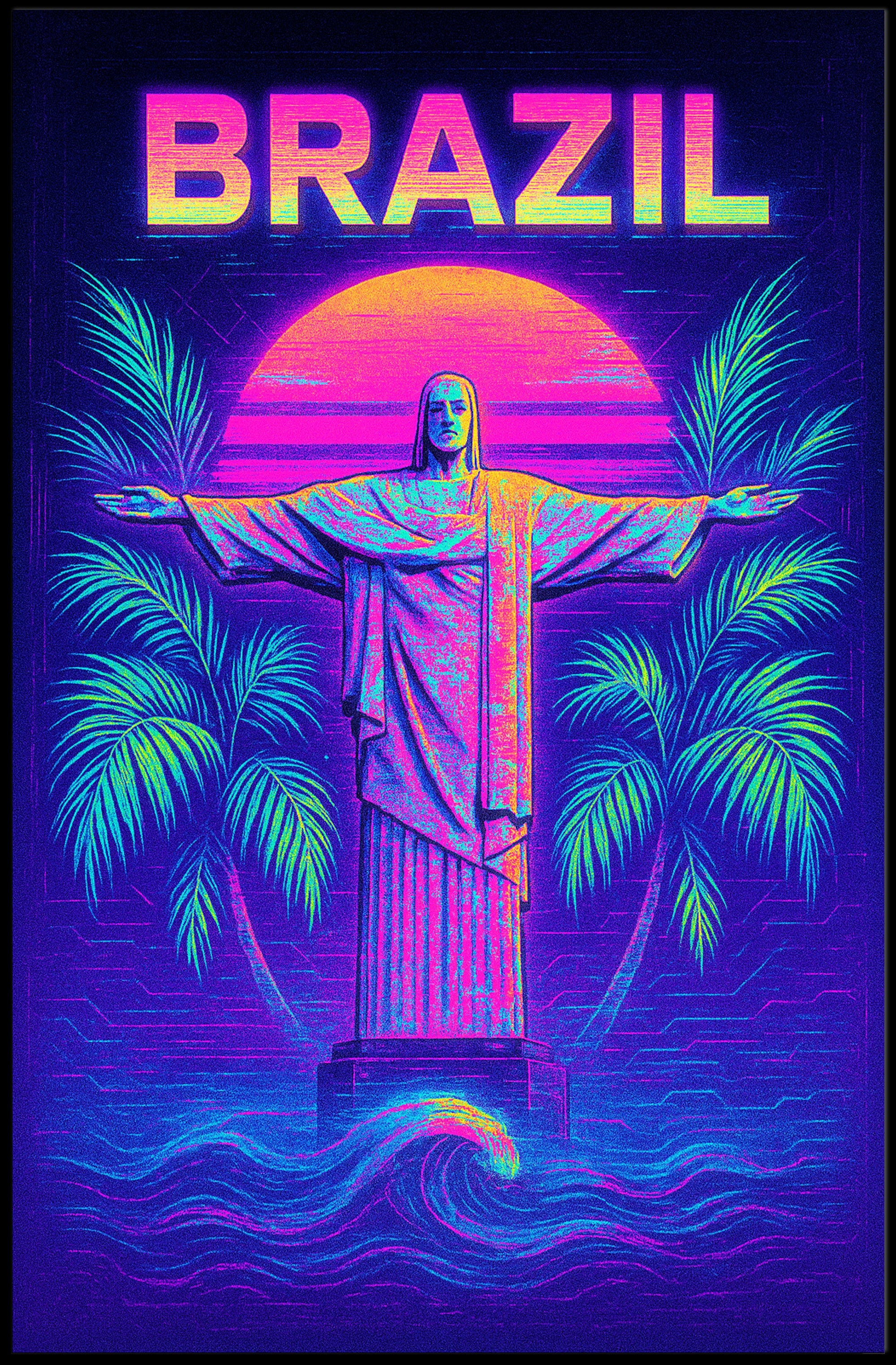 Brazil Neon Vibes Poster PosterGoat