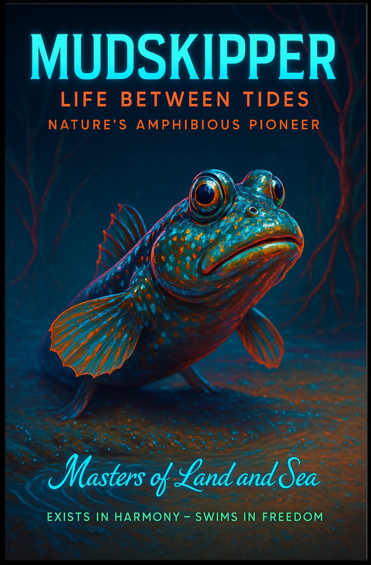 Mudskipper Photorealism: Inspiring Animal Poster