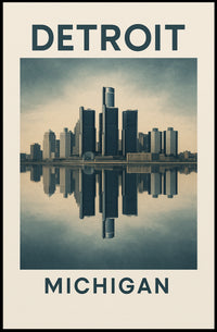 Detroit Skyline Reflection Poster