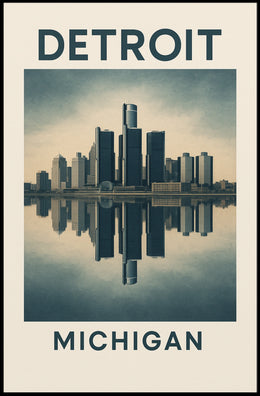 Detroit Skyline Reflection Poster