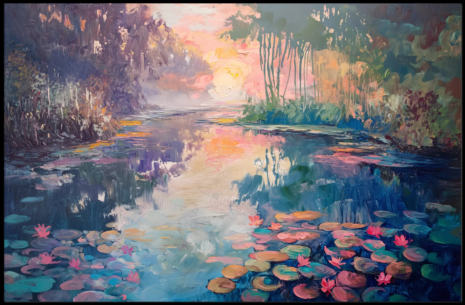 Serene Impressionistic Landscape Poster: Tranquil Water Scene