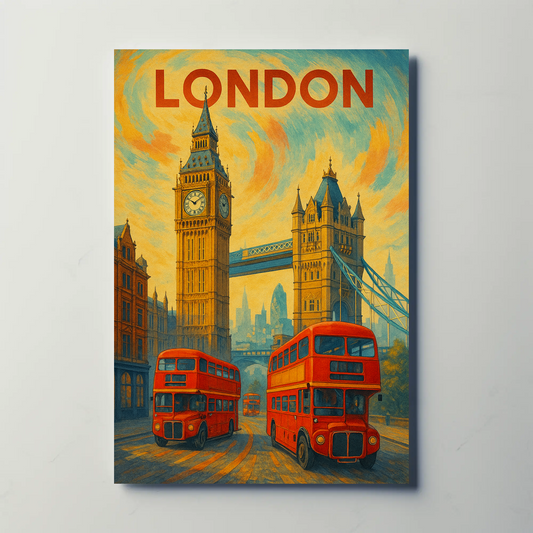 London Red Bus Big Ben Travel Poster