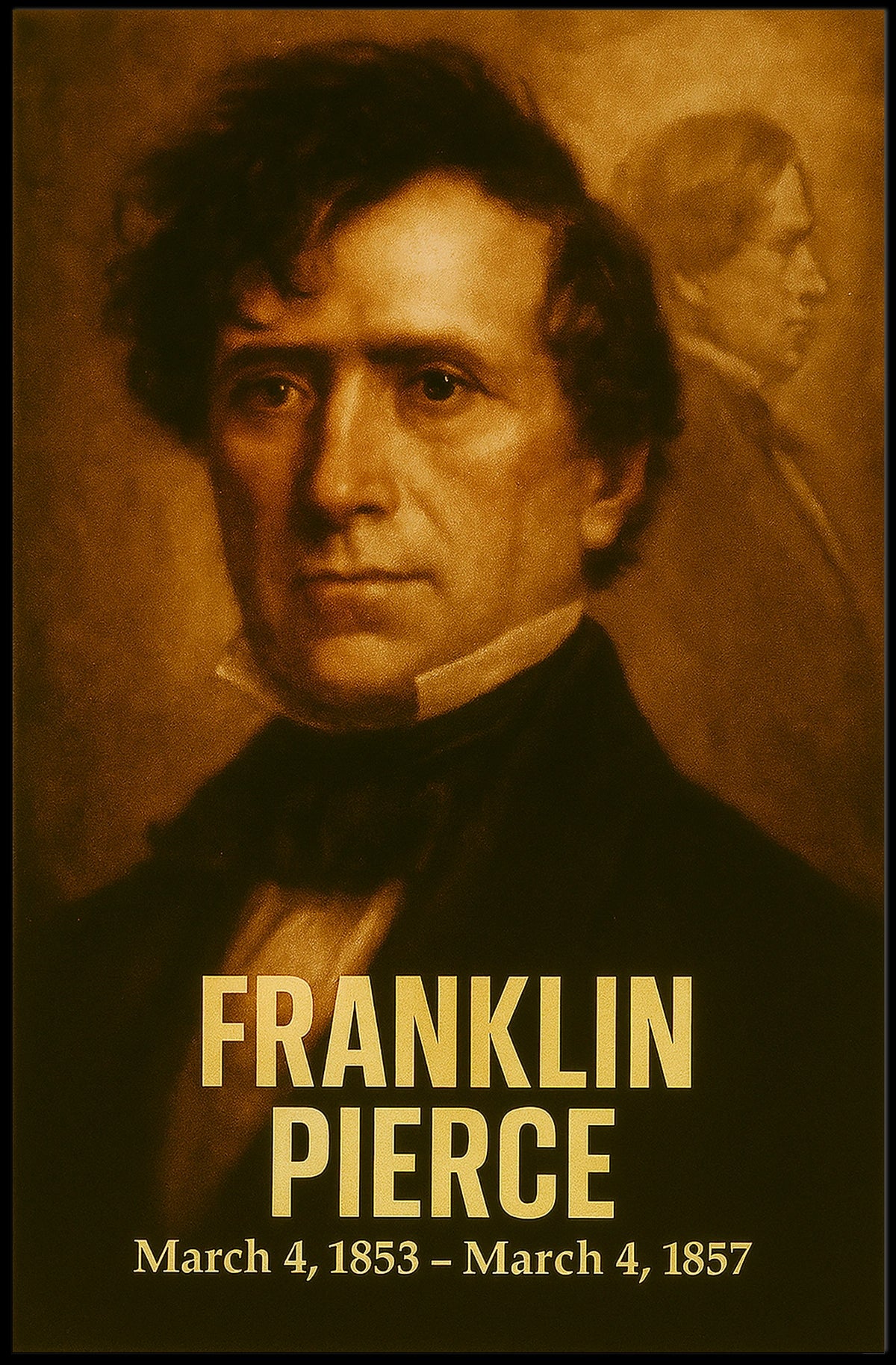 Franklin Pierce Vintage Poster Wall Art Analog Film Aesthetic Presidential Portrait History Print