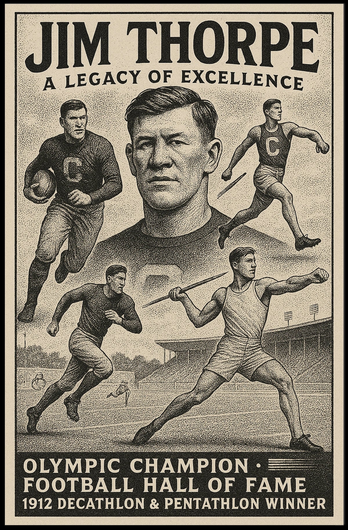 Jim Thorpe Legendary Athlete Poster
