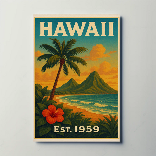 Hawaii Coastline Hibiscus Sunset View Poster