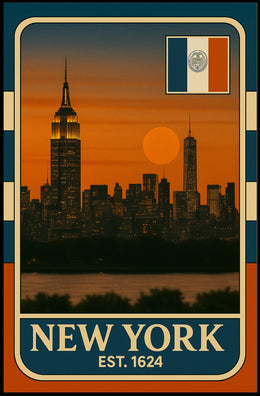 New York City Skyline Poster Vintage Wall Art